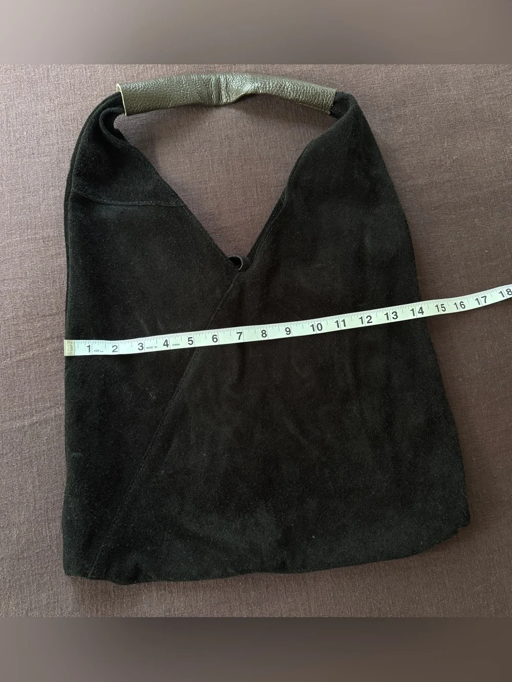 Italian Black Suede Hobo Shoulder Bag Made in Italy Boho Minimalist
